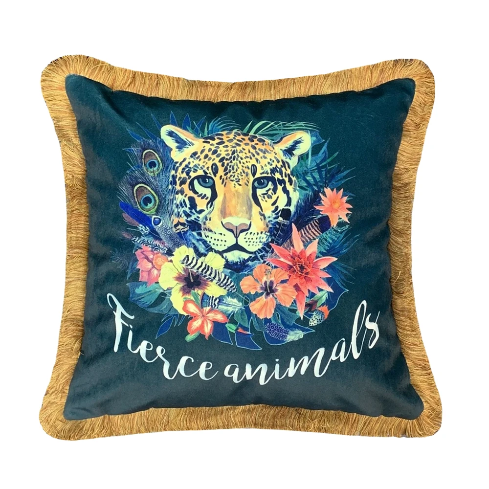 Hinyeatex Leopard Vintage Print Pillow Case Green Velvet Interior Designer Fringe Cushion Cover Sofa Window Furnishings 45x45cm
Hinyeatex Leopard Vintage Print Pillow Case Green Velvet Interior Designer Fringe Cushion Cover Sofa Window Furnishings 45x45cm