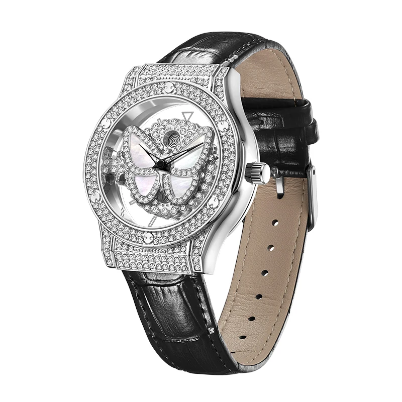 Fashion Women Watch Quartz Wrist Watches For Ladies Rotate Butterfly Diamond Dial Clock Elegant Black White Leather Wristwatch
Fashion Women Watch Quartz Wrist Watches For Ladies Rotate Butterfly Diamond Dial Clock Elegant Black White Leather Wristwatch