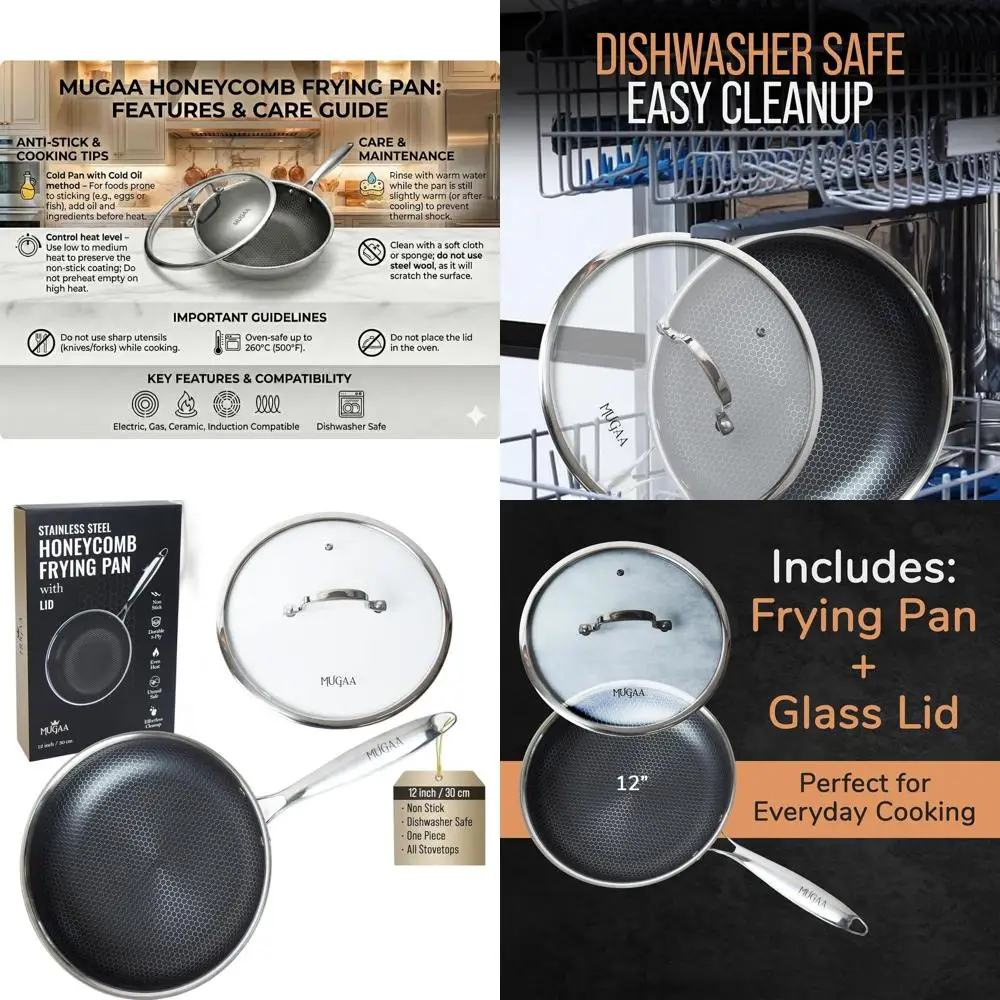 12-сотовая сковорода из нержавеющей стали с антипригарным покрытием и крышкой, совместимая с индукционными и любыми плитами, безопасная для духовки и посудомоечной машиной,
12-сотовая сковорода из нержавеющей стали с антипригарным покрытием и крышкой, совместимая с индукционными и любыми плитами, безопасная для духовки и посудомоечной машиной,