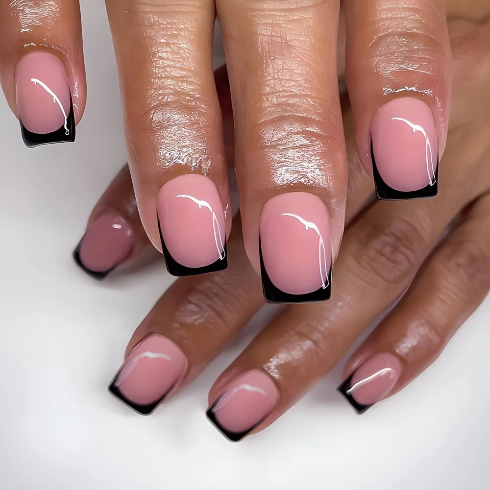 24pcs Short Square Fake Nails Wearable Full Cover Nail Simple Black French Press on Nails Tips Nude Pink Design False Nail Sets
24pcs Short Square Fake Nails Wearable Full Cover Nail Simple Black French Press on Nails Tips Nude Pink Design False Nail Sets