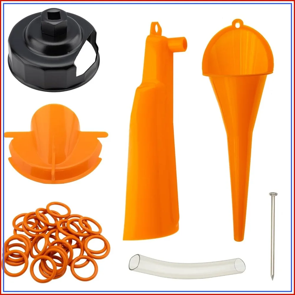 Oil Change Kit for Harley, Filter Cap Wrench, Crankcase Fill Tool, Primary Case Funnel, Drip-Free Filter Tool, 30Pcs Drain Plug O-Rings
Oil Change Kit for Harley, Filter Cap Wrench, Crankcase Fill Tool, Primary Case Funnel, Drip-Free Filter Tool, 30Pcs Drain Plug O-Rings