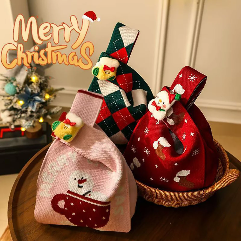 Knitted Handbag Decorative Christmas Tote Bag Large Capacity Shopping Bag Portable Holiday Handheld Bag For Shopping Festive 
Knitted Handbag Decorative Christmas Tote Bag Large Capacity Shopping Bag Portable Holiday Handheld Bag For Shopping Festive