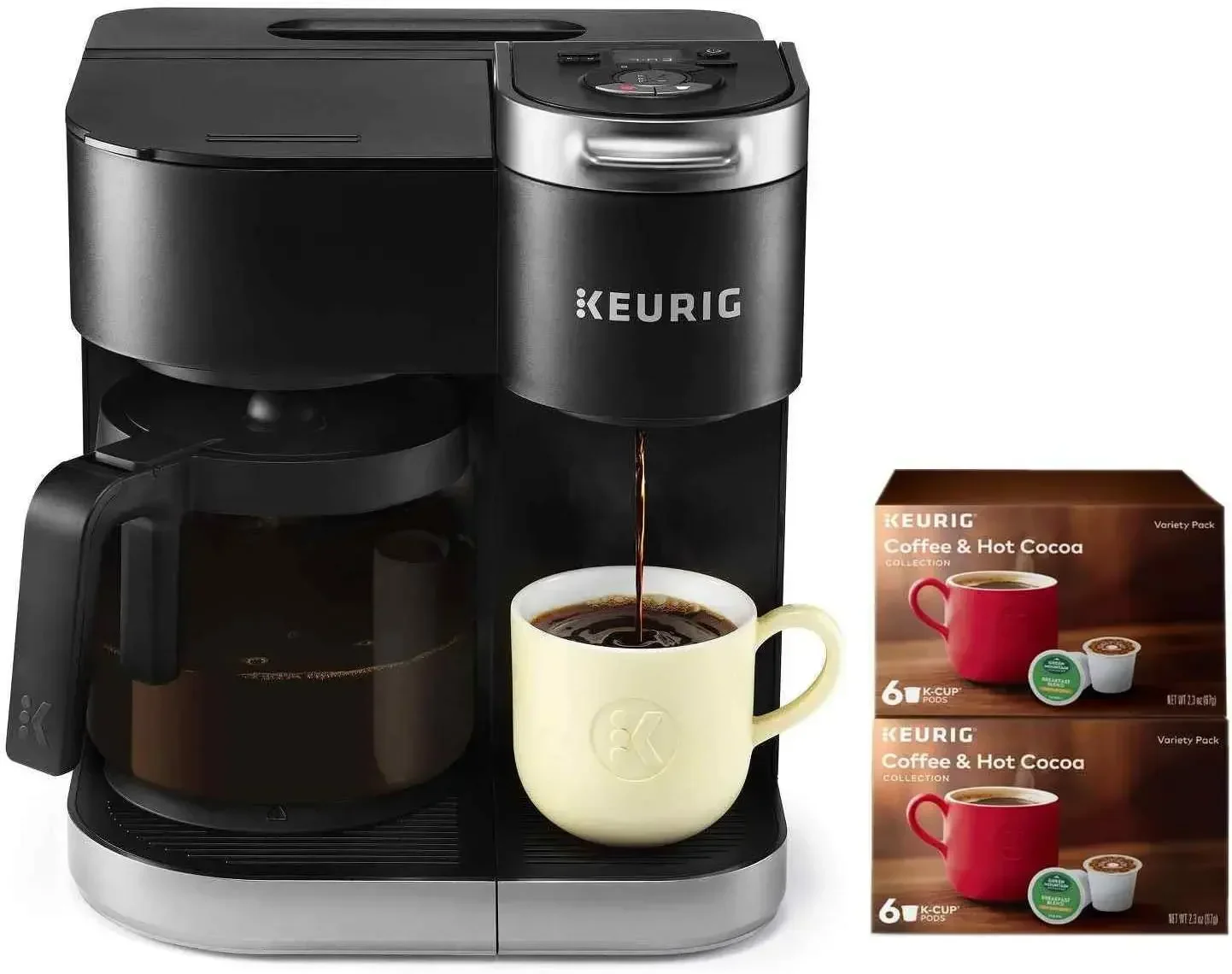Keurig K-Duo Coffee Maker, Single Serve and 12-Cup Carafe Drip Coffee Brewer, Compatible with K-Cup Pods and Ground Coffee,Black
Keurig K-Duo Coffee Maker, Single Serve and 12-Cup Carafe Drip Coffee Brewer, Compatible with K-Cup Pods and Ground Coffee,Black