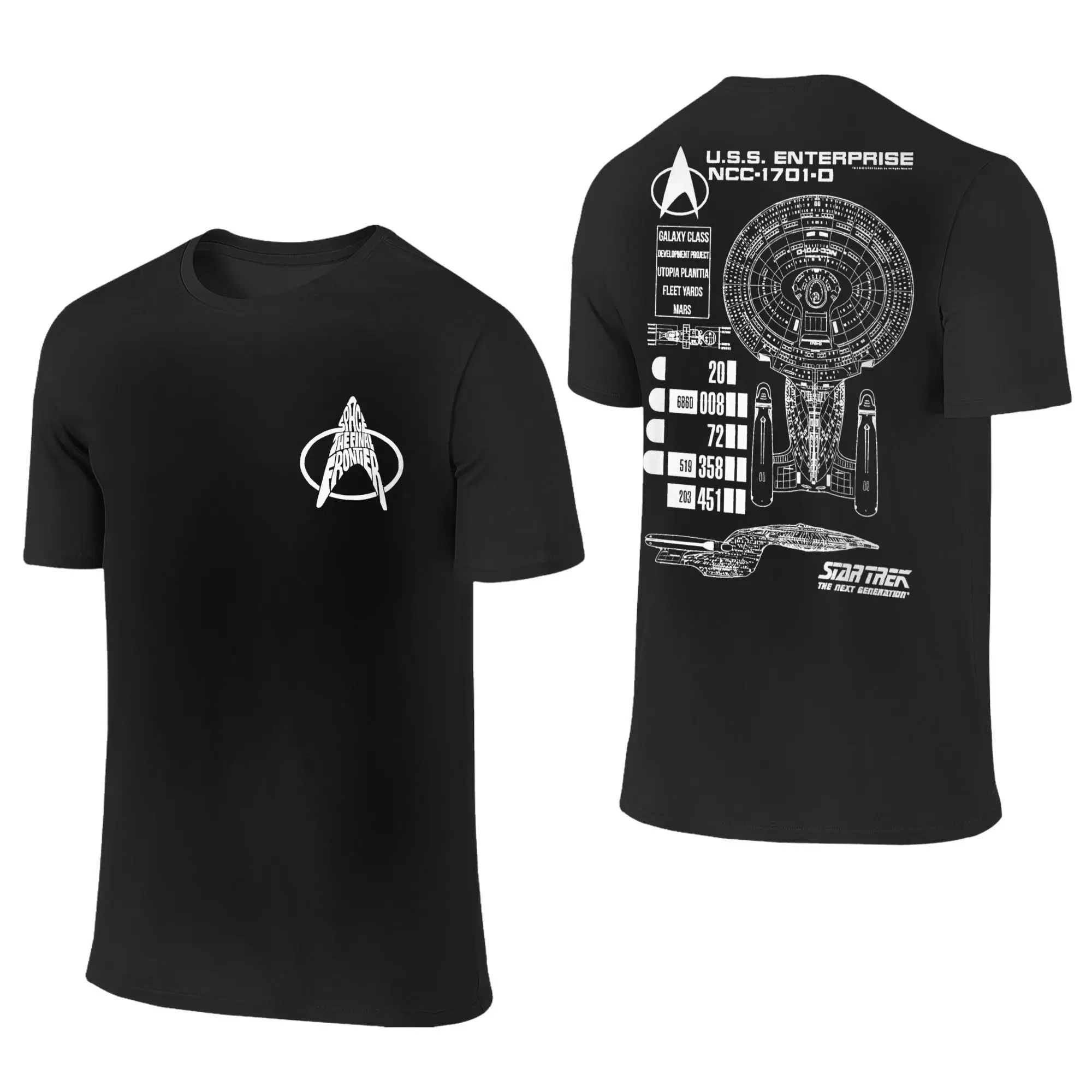 Stars Treks Movie T Shirts Men Women 100% Cotton Funny T-Shirt Round Collar U.S.S Enterprise Schematics Tee Clothes 2-sided Gift
Stars Treks Movie T Shirts Men Women 100% Cotton Funny T-Shirt Round Collar U.S.S Enterprise Schematics Tee Clothes 2-sided Gift