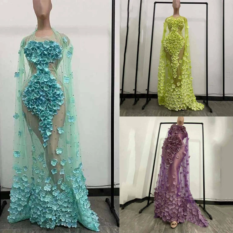 Rhinestones Flowers Transparent Long Dress Birthday Celebrate Outfit Women Dancer Party Dress Evening Prom Dresses DT3138
Rhinestones Flowers Transparent Long Dress Birthday Celebrate Outfit Women Dancer Party Dress Evening Prom Dresses DT3138