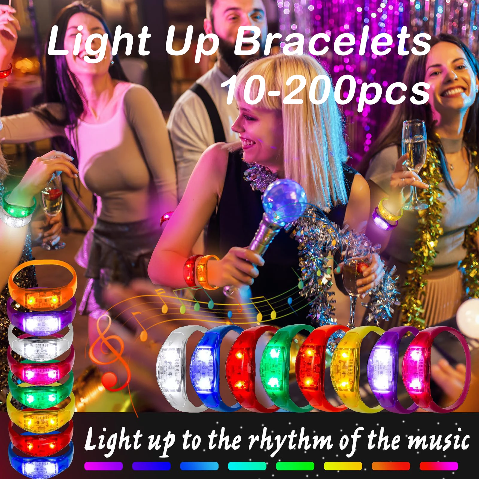 Sound Activated LED Glow Bracelets Kids Light Up Bracelet Party Favors Supplies for Concerts/Rave Accessories/Music Festival
Sound Activated LED Glow Bracelets Kids Light Up Bracelet Party Favors Supplies for Concerts/Rave Accessories/Music Festival