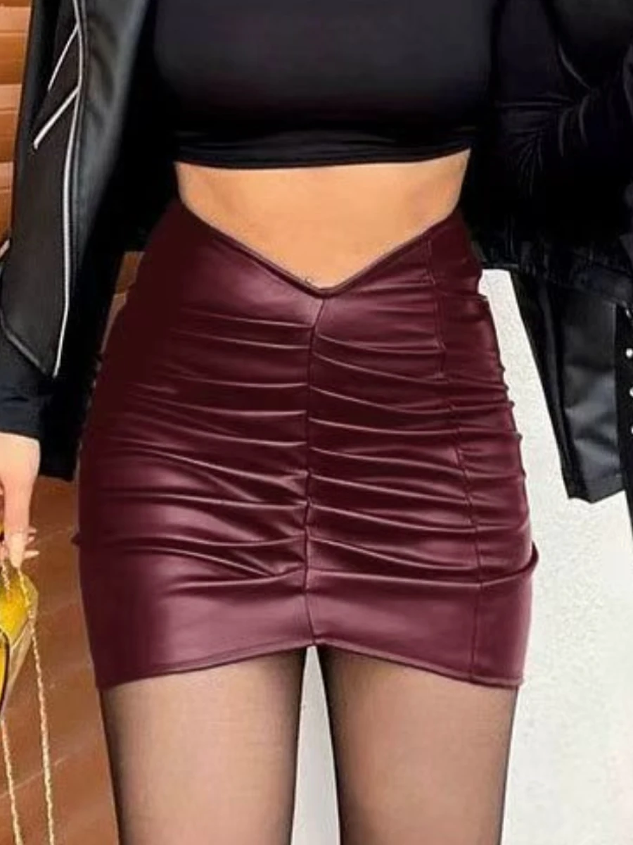 Elegant Solid PU Leather Ruched Bodycon Skirt for Women Fashion Office Lady Mini Skirt
Elegant Solid PU Leather Ruched Bodycon Skirt for Women Fashion Office Lady Mini Skirt