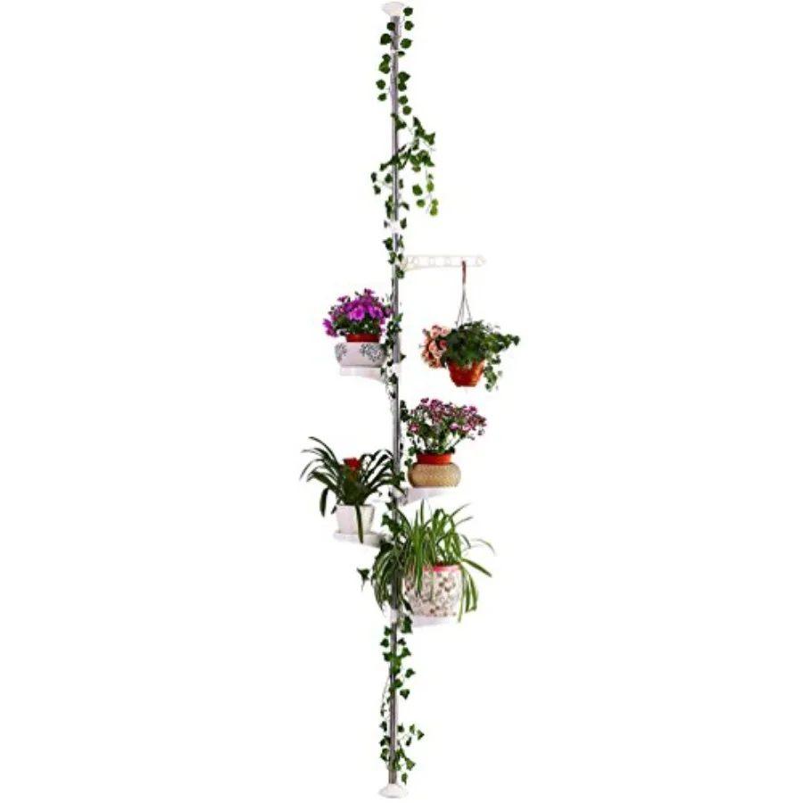 Indoor plant display rack for corner use ivory-colored 5-layer telescopic spring tension rod made of metal space-saving floor-t
Indoor plant display rack for corner use ivory-colored 5-layer telescopic spring tension rod made of metal space-saving floor-t