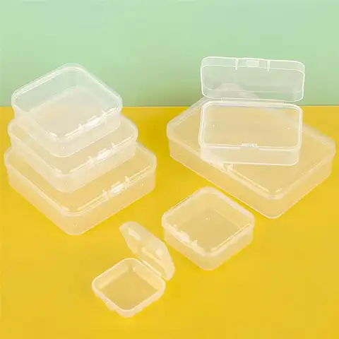 10pcs Plastic Box Rectangular Box Translucent Box Packing Box Storage Box Dustproof Solid Strong Jewelry Storage Case Container