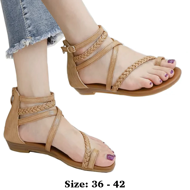 High quality woven leather flat sandals for women zipper summer 2025 size 36 42 open toe casual beach shoe black beige brown
High quality woven leather flat sandals for women zipper summer 2025 size 36 42 open toe casual beach shoe black beige brown