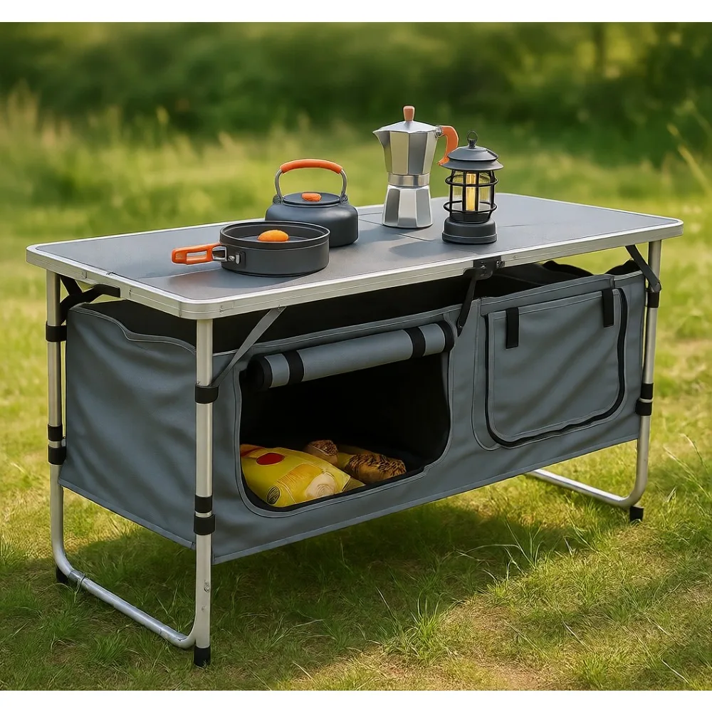 Folding Portable Camping Table with Storage Adjustable Height Lightweight for Outdoor Cooking Picnic Beach Hiking
Folding Portable Camping Table with Storage Adjustable Height Lightweight for Outdoor Cooking Picnic Beach Hiking