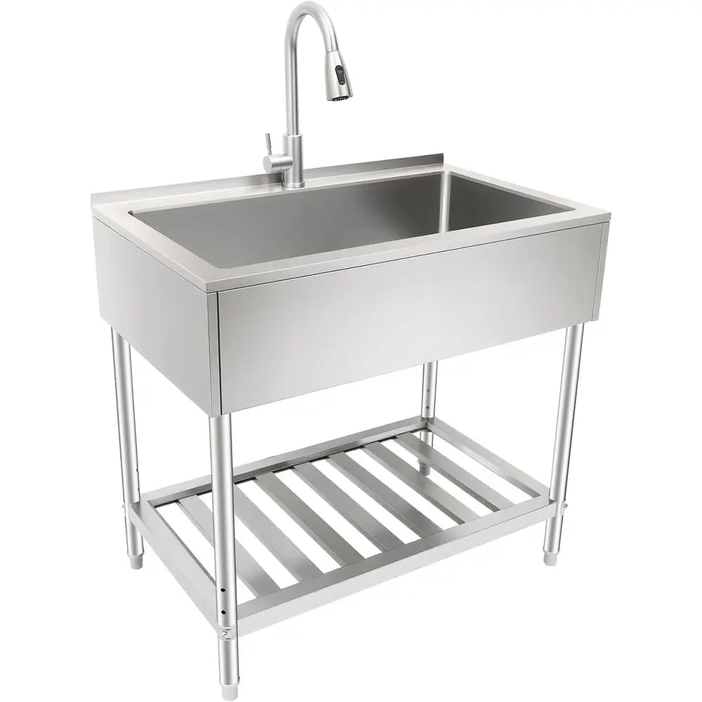 35.8x21.8 Deep Basin Stainless Steel Utility Sink with Pull-Out Faucet, Storage Shelf and Drainboard for Commercial, Laundry, an
35.8x21.8 Deep Basin Stainless Steel Utility Sink with Pull-Out Faucet, Storage Shelf and Drainboard for Commercial, Laundry, an