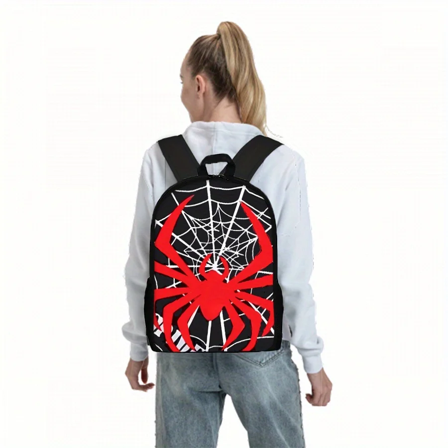 Spider-themed backpack set with red and black spider prints, lightweight and adjustable shoulder straps
Spider-themed backpack set with red and black spider prints, lightweight and adjustable shoulder straps