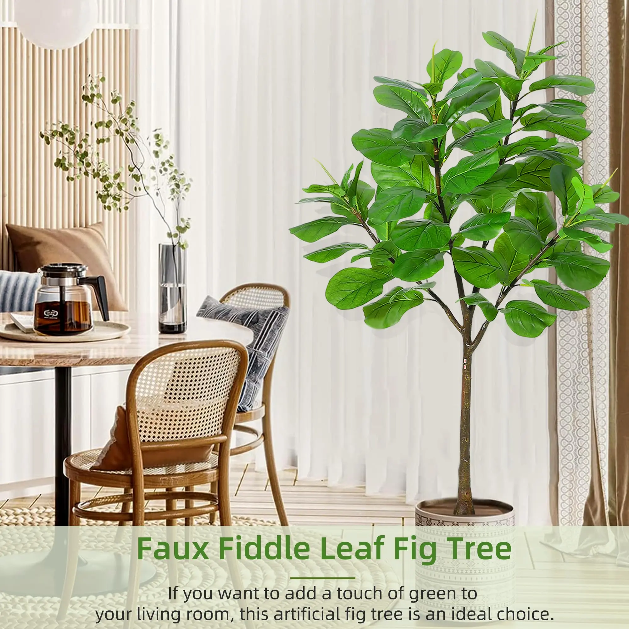 Artificial Fiddle Leaf Fig Tree 5.8ft Tall with 65 Decorative Leaves, Fake Fig Silk Tree in Pot, Artificial Tree in Plastic Pot
Artificial Fiddle Leaf Fig Tree 5.8ft Tall with 65 Decorative Leaves, Fake Fig Silk Tree in Pot, Artificial Tree in Plastic Pot