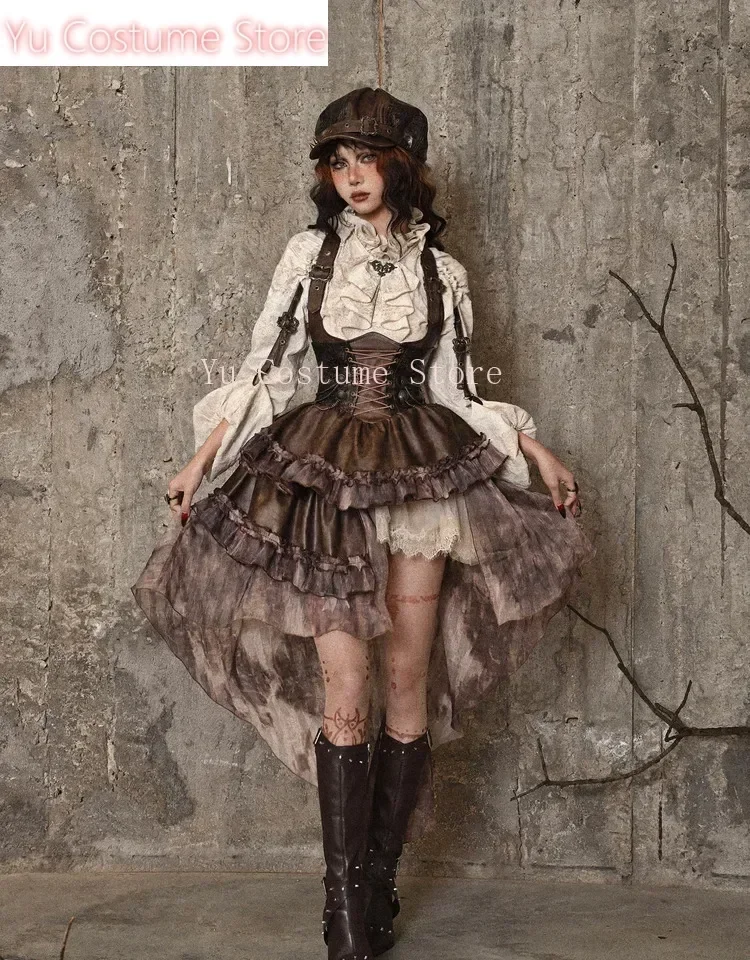 Japanese Punk Asymmetrical PU Chest Plate Strap Trailing Dresses Long Sleeve Shirt Dress Sets Autumn New Gothic Girls Outfits
Japanese Punk Asymmetrical PU Chest Plate Strap Trailing Dresses Long Sleeve Shirt Dress Sets Autumn New Gothic Girls Outfits