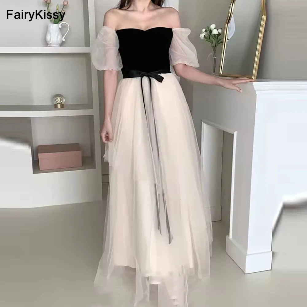 FairyKissy Black and Ivory Contrast Tulle Sweetheart Korea A-Line Evening Dresses Elegant Short Sleeve Formal Party Dresses
FairyKissy Black and Ivory Contrast Tulle Sweetheart Korea A-Line Evening Dresses Elegant Short Sleeve Formal Party Dresses