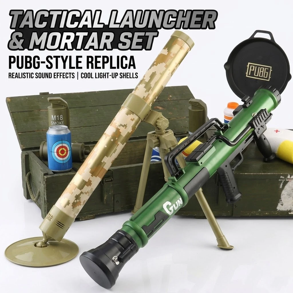 Kids Simulation Mortar Toy Rocket Launcher Set, Tactical Outdoor Shooting Game with Target Board & 3 Soft Rockets, Interactive T
Kids Simulation Mortar Toy Rocket Launcher Set, Tactical Outdoor Shooting Game with Target Board & 3 Soft Rockets, Interactive T