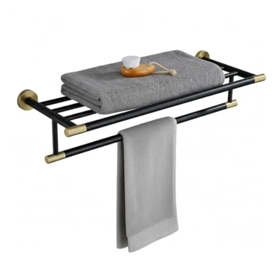 24 Inch Matte Black and Gold Towel Rack Wall Mounted Solid Brass Knurled Accents Rust-Resistant 304 Stainless Steel Ideal for H
24 Inch Matte Black and Gold Towel Rack Wall Mounted Solid Brass Knurled Accents Rust-Resistant 304 Stainless Steel Ideal for H