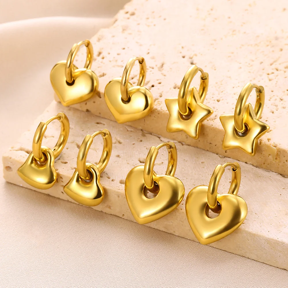 Fashion Heart Star Hoop Earrings For Women Gold Color Stainless Steel Earrings Punk Party Y2K Jewelry Gifts
Fashion Heart Star Hoop Earrings For Women Gold Color Stainless Steel Earrings Punk Party Y2K Jewelry Gifts