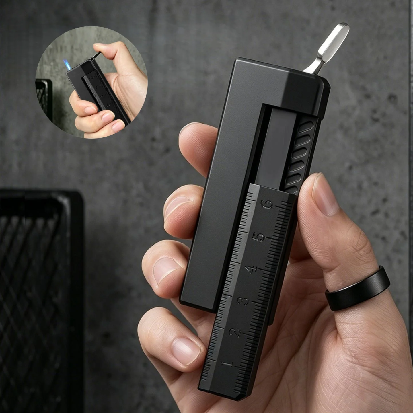 Ruler Shaped Jet Torch Lighter, Slidable Scale Design Refillable Butane Lighter, Novelty Windproof Pocket Gadget Gift for Men
Ruler Shaped Jet Torch Lighter, Slidable Scale Design Refillable Butane Lighter, Novelty Windproof Pocket Gadget Gift for Men