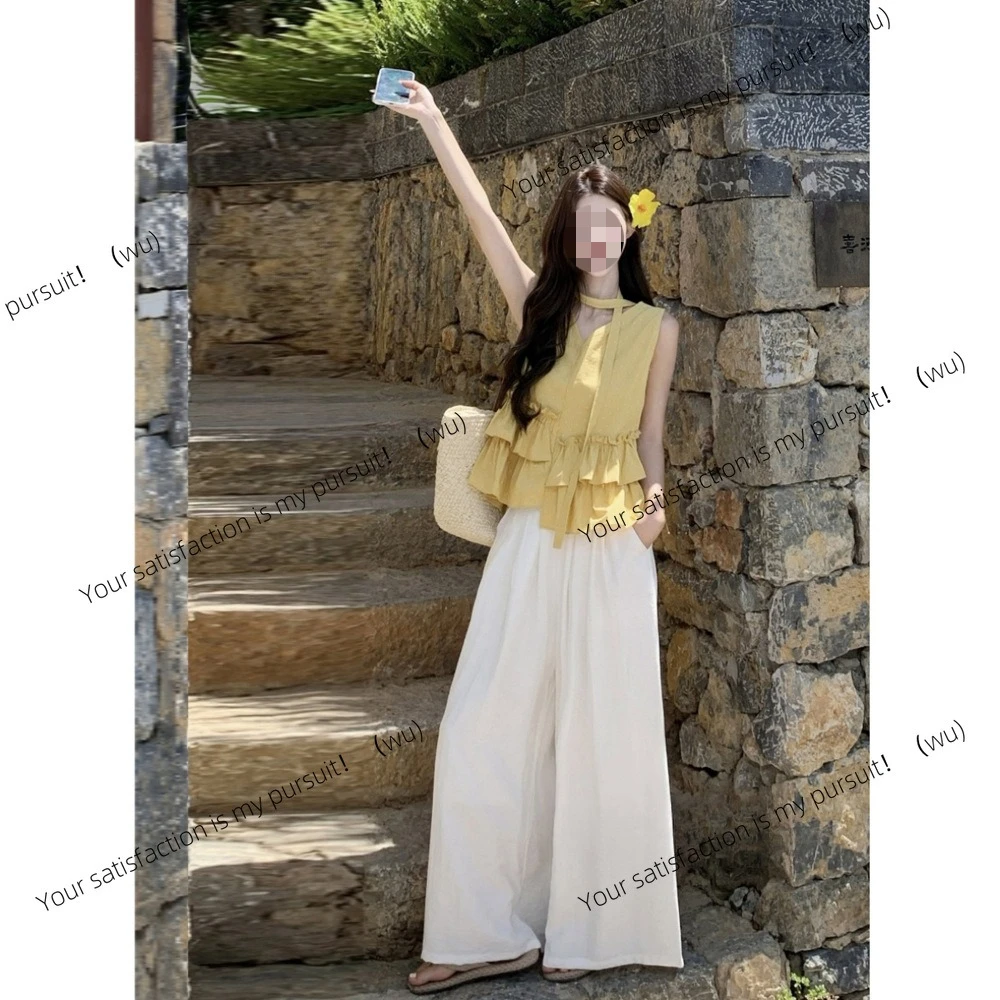 ZOCI-Design Sense Yellow Polka Dot Ruffle Edge Sleeveless Vest Wide Leg Casual Pants Fashion Suit Women
ZOCI-Design Sense Yellow Polka Dot Ruffle Edge Sleeveless Vest Wide Leg Casual Pants Fashion Suit Women