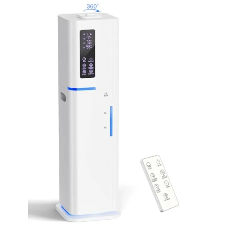 10L/2.64Gal Humidifiers for Bedroom Top Fill Quiet Ultrasonic Cool Mist Humidifier Large Room Covers 550ft² 60H Runtime 24H Tim
10L/2.64Gal Humidifiers for Bedroom Top Fill Quiet Ultrasonic Cool Mist Humidifier Large Room Covers 550ft² 60H Runtime 24H Tim