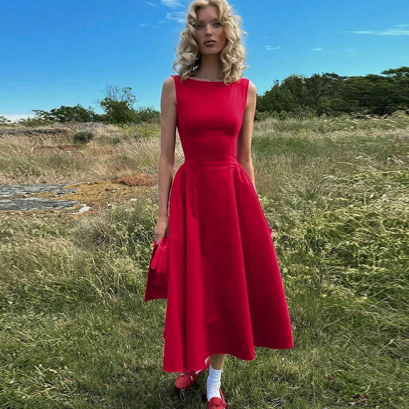 2025 Elegant and Beautiful Women's Dresses Red Sleeveless New Year Party Dresses Sexy Casual Birthday Dress
2025 Elegant and Beautiful Women's Dresses Red Sleeveless New Year Party Dresses Sexy Casual Birthday Dress