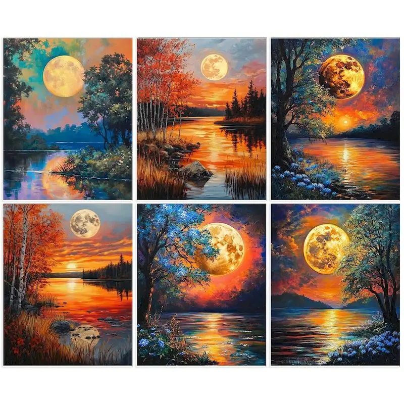 GATYZTORY Frame Diy Painting By Numbers Moon Forest Landscape Painting Acrylic Paint On Canvas For Home Decor
GATYZTORY Frame Diy Painting By Numbers Moon Forest Landscape Painting Acrylic Paint On Canvas For Home Decor