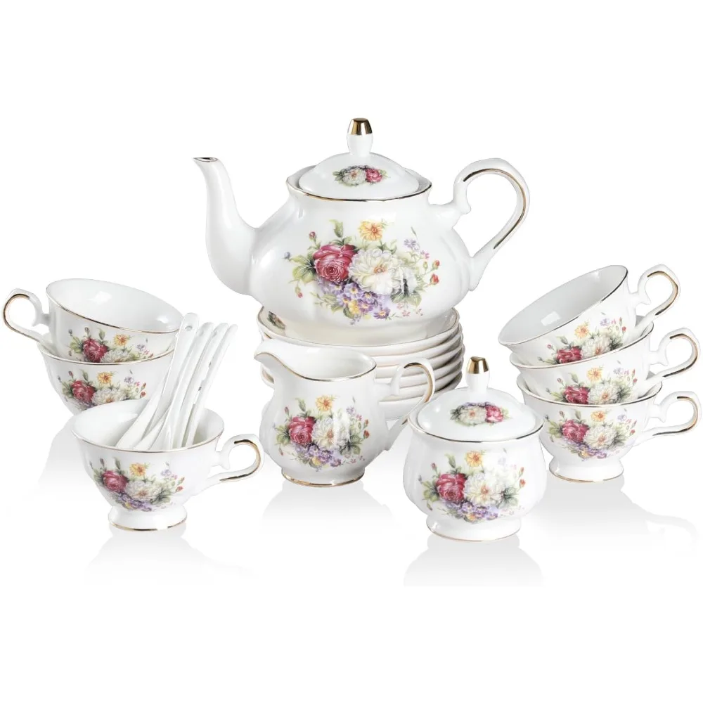 Porcelain Tea Sets, Vintage British Floral Relief Gold Rimmed Teapot Cup and Saucer Set, Tea Set Service for 6, Teaware Sets
Porcelain Tea Sets, Vintage British Floral Relief Gold Rimmed Teapot Cup and Saucer Set, Tea Set Service for 6, Teaware Sets