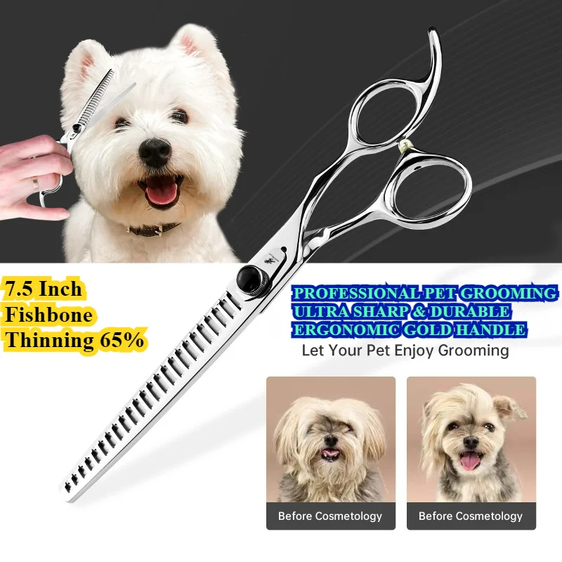7.5 Inch Fishbone Thinning 65% Pet Scissors Professional High Quality For VG10 Pets Grooming Hair Shears Hairdressing Scissors
7.5 Inch Fishbone Thinning 65% Pet Scissors Professional High Quality For VG10 Pets Grooming Hair Shears Hairdressing Scissors