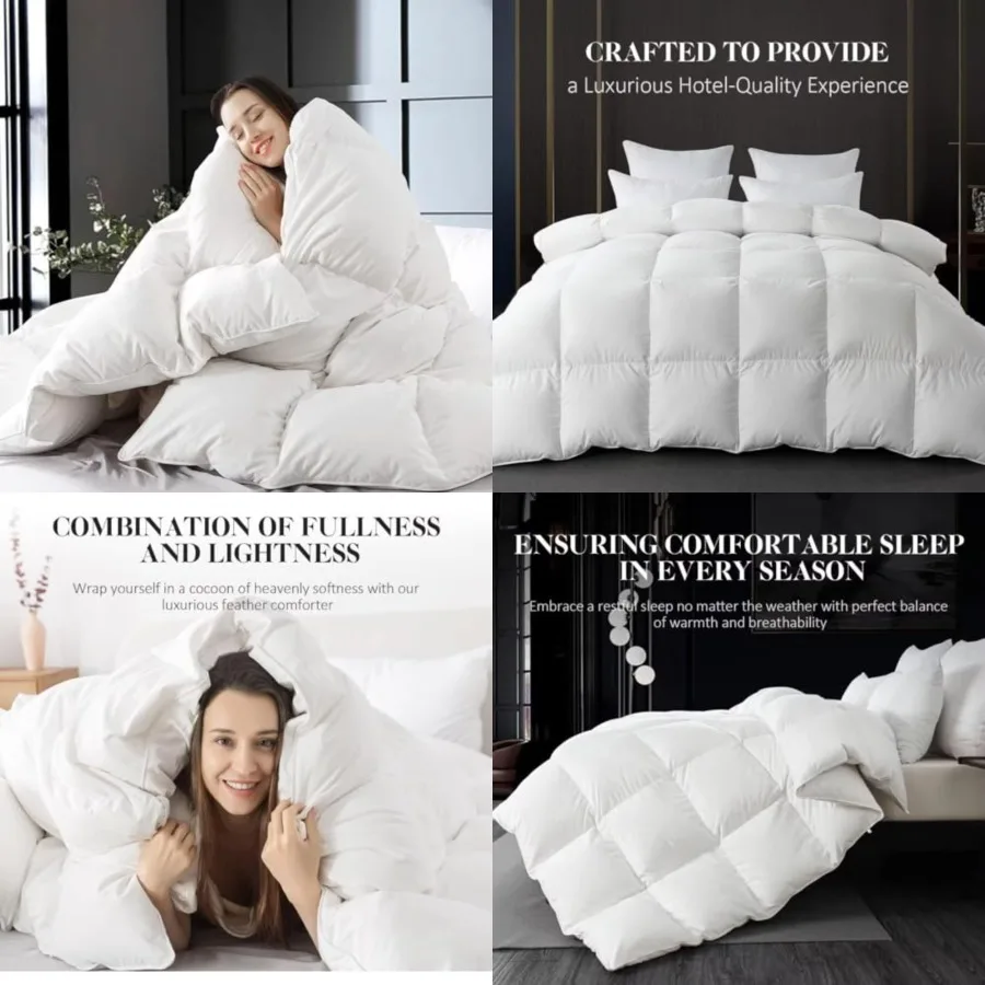 White Size Feather Down Fiber Comforter, Filled with Feather and Down Fiber, All Season Fluffy Ultra Soft 100 Cotton Duvet Inse
White Size Feather Down Fiber Comforter, Filled with Feather and Down Fiber, All Season Fluffy Ultra Soft 100 Cotton Duvet Inse