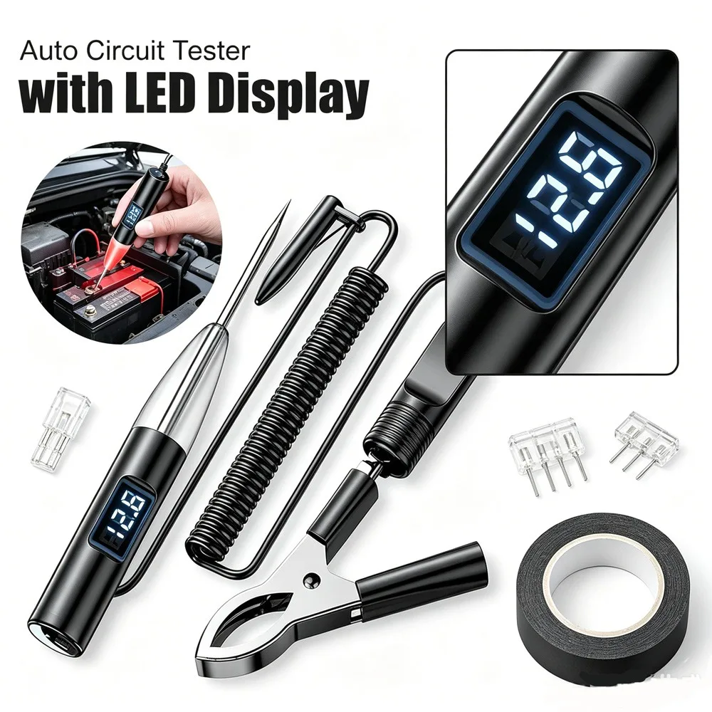 6-24V Digital Car Circuit Tester LED Display Automotive Voltage Test Pen with Spring Wire Alligator Clip for Auto Repair
6-24V Digital Car Circuit Tester LED Display Automotive Voltage Test Pen with Spring Wire Alligator Clip for Auto Repair