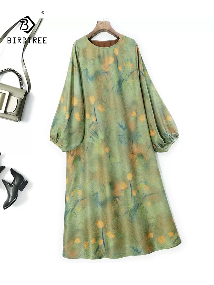 BirdTree, 32MM Silk Watered Gauze Elegant Dress, Women O Neck Lantern Sleeve, Vintage Printed Dresses, 2024 Summer New D45910QC
BirdTree, 32MM Silk Watered Gauze Elegant Dress, Women O Neck Lantern Sleeve, Vintage Printed Dresses, 2024 Summer New D45910QC