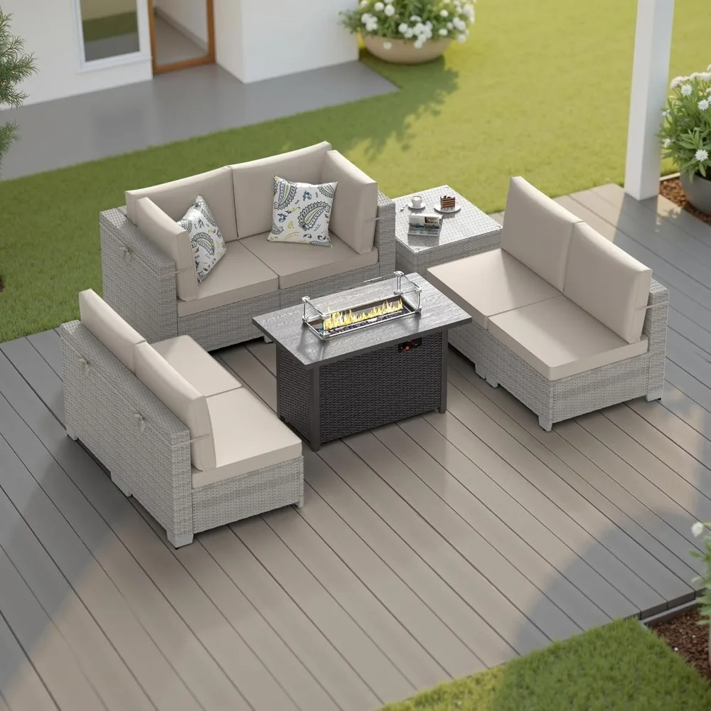 Patio Furniture Set, 8PCS Upgraded Outdoor Furniture with Firt Pit Table All Weather Conversation Furniture with Thick Anti-Slip
Patio Furniture Set, 8PCS Upgraded Outdoor Furniture with Firt Pit Table All Weather Conversation Furniture with Thick Anti-Slip