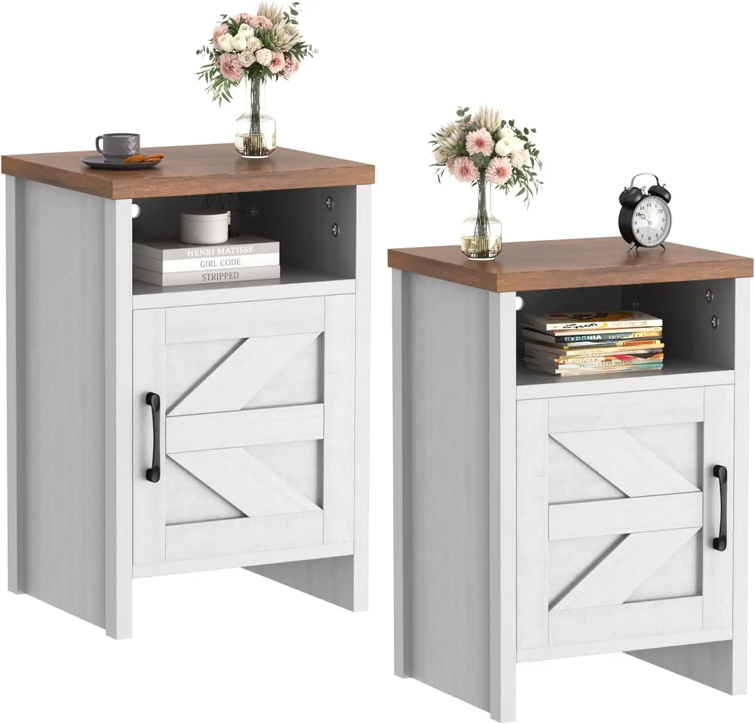 Farmhouse Nightstand, Modern Bedside Table with Barn Door and Shelf, Rustic End Table Side Table for Bedroom, Living Room (2, Wh
Farmhouse Nightstand, Modern Bedside Table with Barn Door and Shelf, Rustic End Table Side Table for Bedroom, Living Room (2, Wh