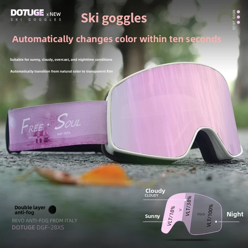 DOTUGE Photochromic Ski Goggles Anti Fog UV Protection Lens Changing for Mountain Climbing Outdoor Winter Sports
DOTUGE Photochromic Ski Goggles Anti Fog UV Protection Lens Changing for Mountain Climbing Outdoor Winter Sports 