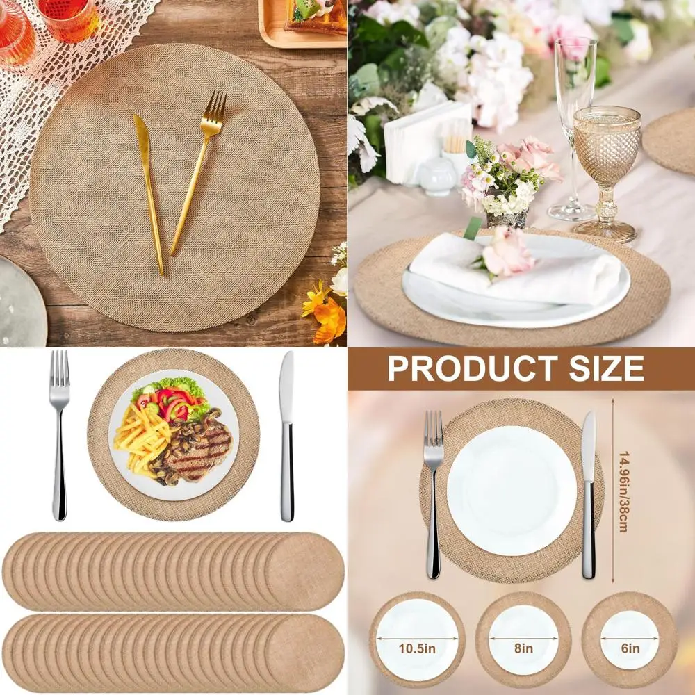 48 упаковок, 15 коричневых круглых салфеток из мешковины, термостойкие джутовые настольные коврики для Дня Благодарения и рождественского декора в деревенском стиле
48 упаковок, 15 коричневых круглых салфеток из мешковины, термостойкие джутовые настольные коврики для Дня Благодарения и рождественского декора в деревенском стиле