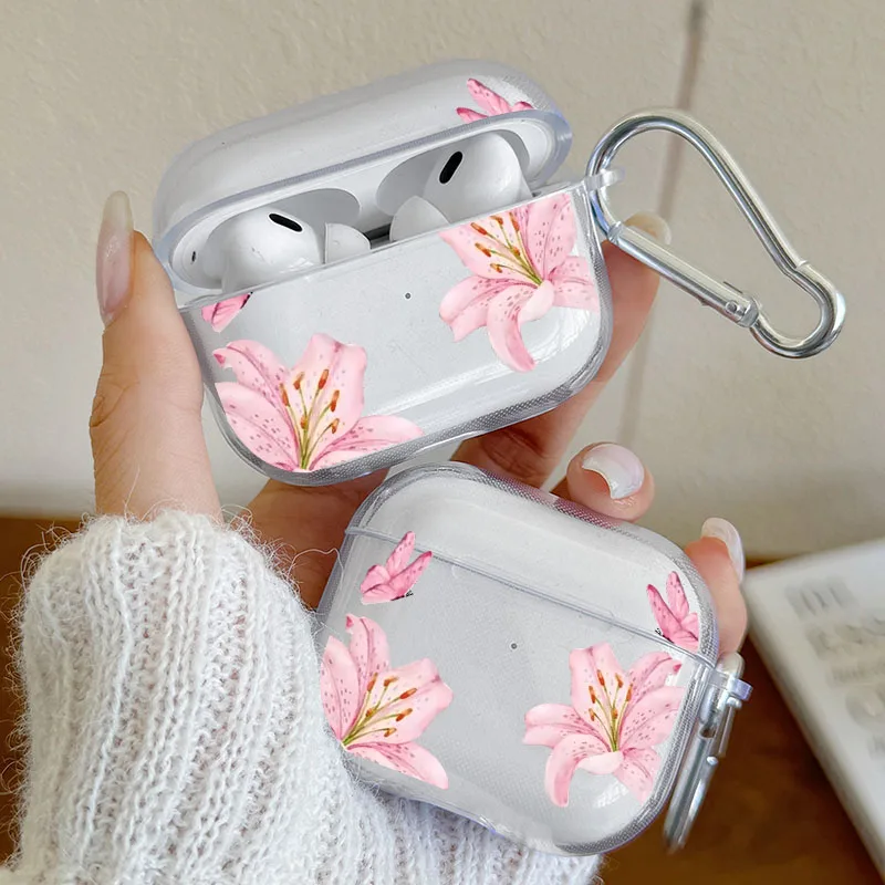 Pink Lily Flower Butterfly Clear Headphone Case for AirPods 4 3 1 2, for AirPods Pro3, Pro2, Pro Earphone Cover with Carabiner
Pink Lily Flower Butterfly Clear Headphone Case for AirPods 4 3 1 2, for AirPods Pro3, Pro2, Pro Earphone Cover with Carabiner