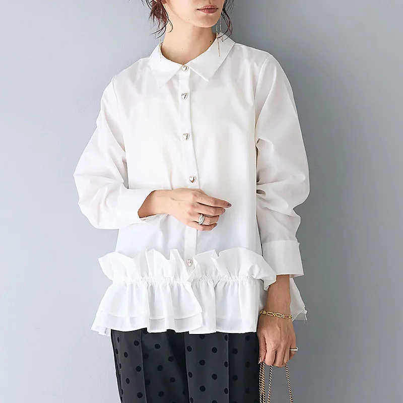 Streetwear Ruffles Blouse Women Spring Summer Long Sleeve White Black Tops Shirts Blusas Mujer
Streetwear Ruffles Blouse Women Spring Summer Long Sleeve White Black Tops Shirts Blusas Mujer