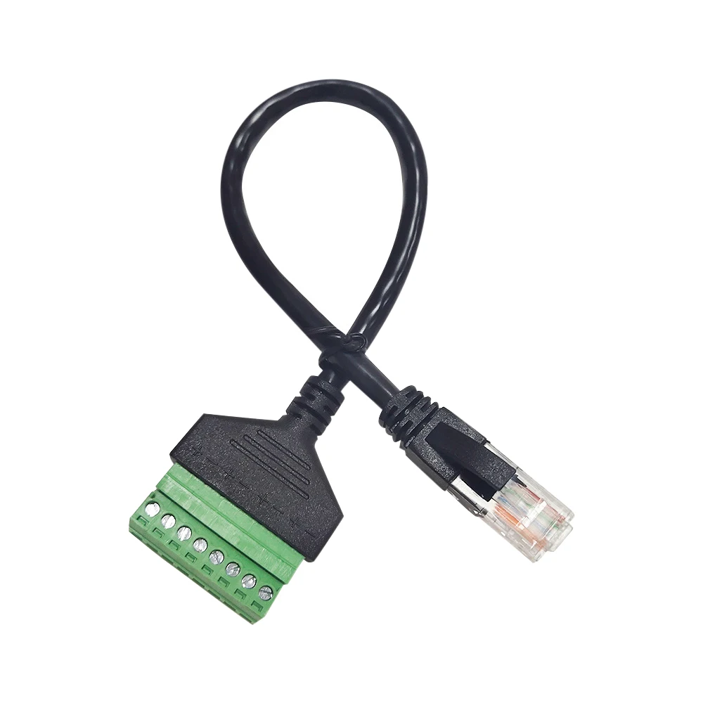Кабель-переходник со штекером Ethernet RJ45 на 8-контактный винтовой клеммный блок, паяльный удлинитель с креплением на панели, кабель-переходник для локальной сети 0,3 м
Кабель-переходник со штекером Ethernet RJ45 на 8-контактный винтовой клеммный блок, паяльный удлинитель с креплением на панели, кабель-переходник для локальной сети 0,3 м