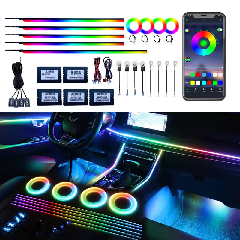 18/6 в 1, автомобильное окружающее освещение, RGB, 64 цвета, светодиодная акриловая лента, стример, автомобильный интерьер, комплекты радужных атмосферных светильников
18/6 в 1, автомобильное окружающее освещение, RGB, 64 цвета, светодиодная акриловая лента, стример, автомобильный интерьер, комплекты радужных атмосферных светильников