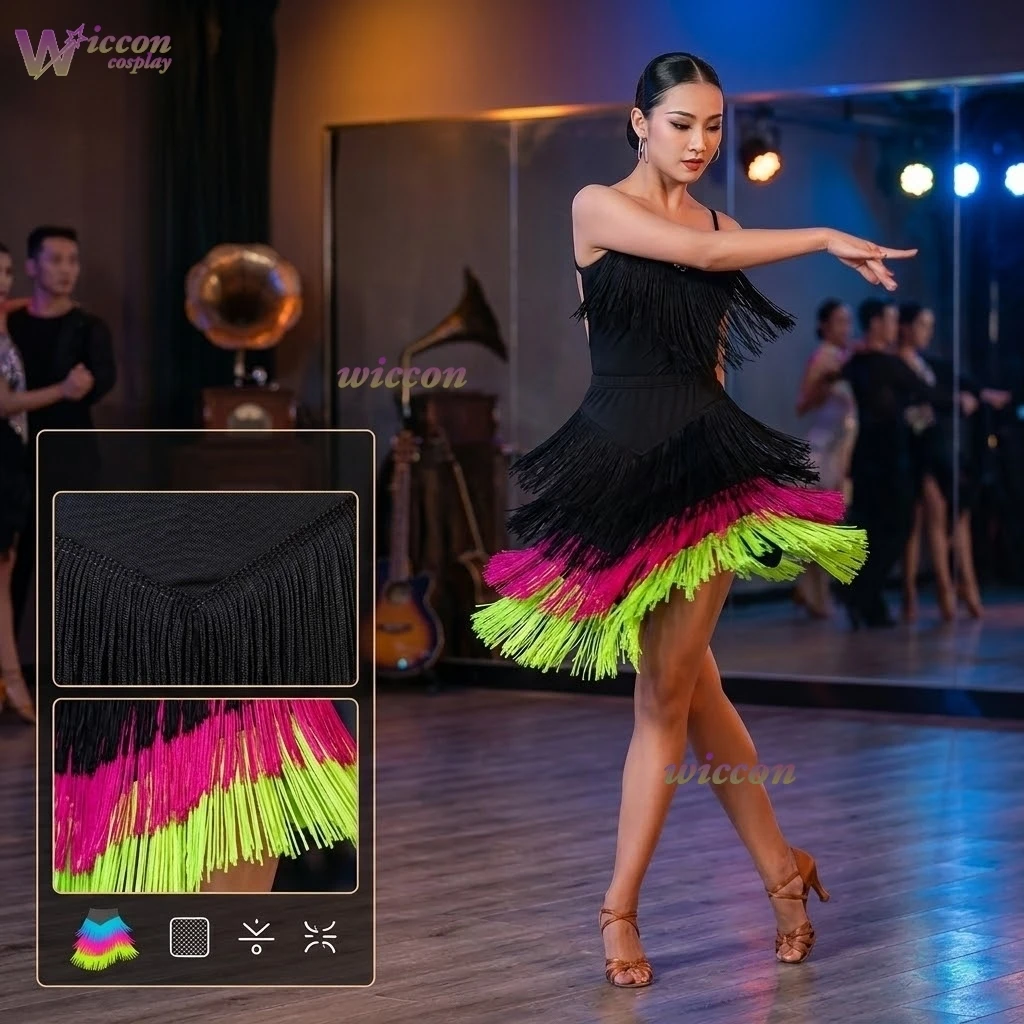 Ani Cos Latin dance skirt colourful fringed short skirt square dance attire irregular hem dance skirt performance costume
Ani Cos Latin dance skirt colourful fringed short skirt square dance attire irregular hem dance skirt performance costume