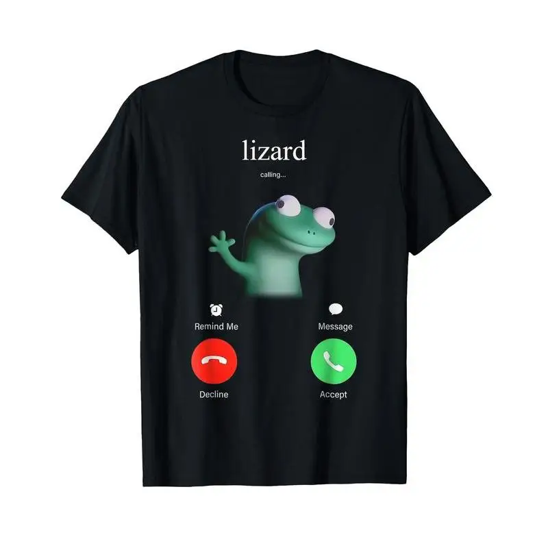 "Funny Lizard Calling Graphic Tee | Cute Cartoon T-Shirt for Teens & Adults | Trendy Black Shirt with Phone Call Design"
"Funny Lizard Calling Graphic Tee | Cute Cartoon T-Shirt for Teens & Adults | Trendy Black Shirt with Phone Call Design"