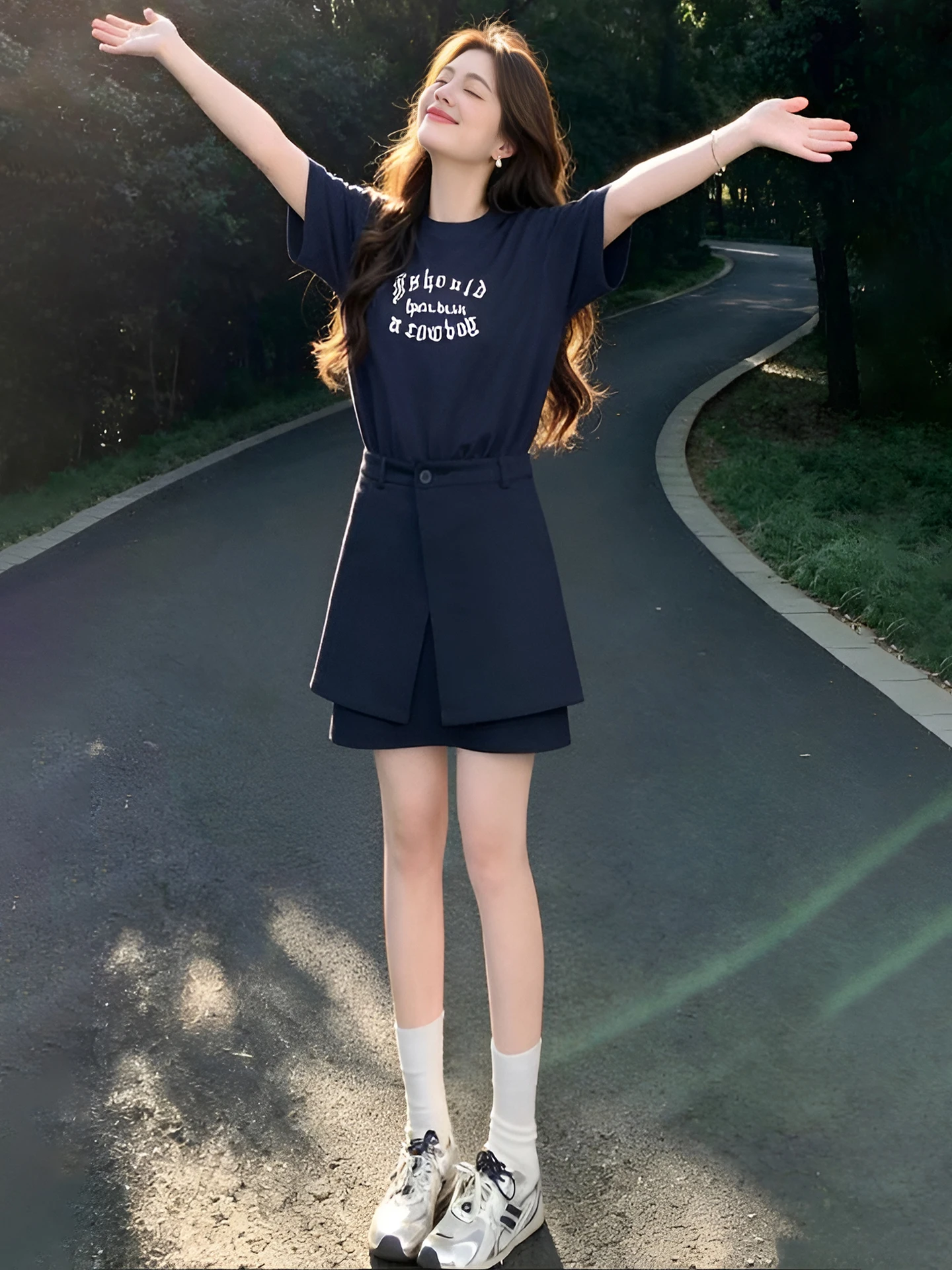 Fashionable T-Shirt Dress Two-Piece Set Short Sleeve Letter Print High Waist Slimming Midi Skirt Commute Style Summer Outfit
Fashionable T-Shirt Dress Two-Piece Set Short Sleeve Letter Print High Waist Slimming Midi Skirt Commute Style Summer Outfit