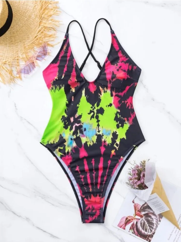 Tie Dye Print One Piece Swimsuit Woman Backless Bodysuit Swimwear Thong Beach Wear 2025 Bathing Suits Ladies Holiday Pool Summer
Tie Dye Print One Piece Swimsuit Woman Backless Bodysuit Swimwear Thong Beach Wear 2025 Bathing Suits Ladies Holiday Pool Summer