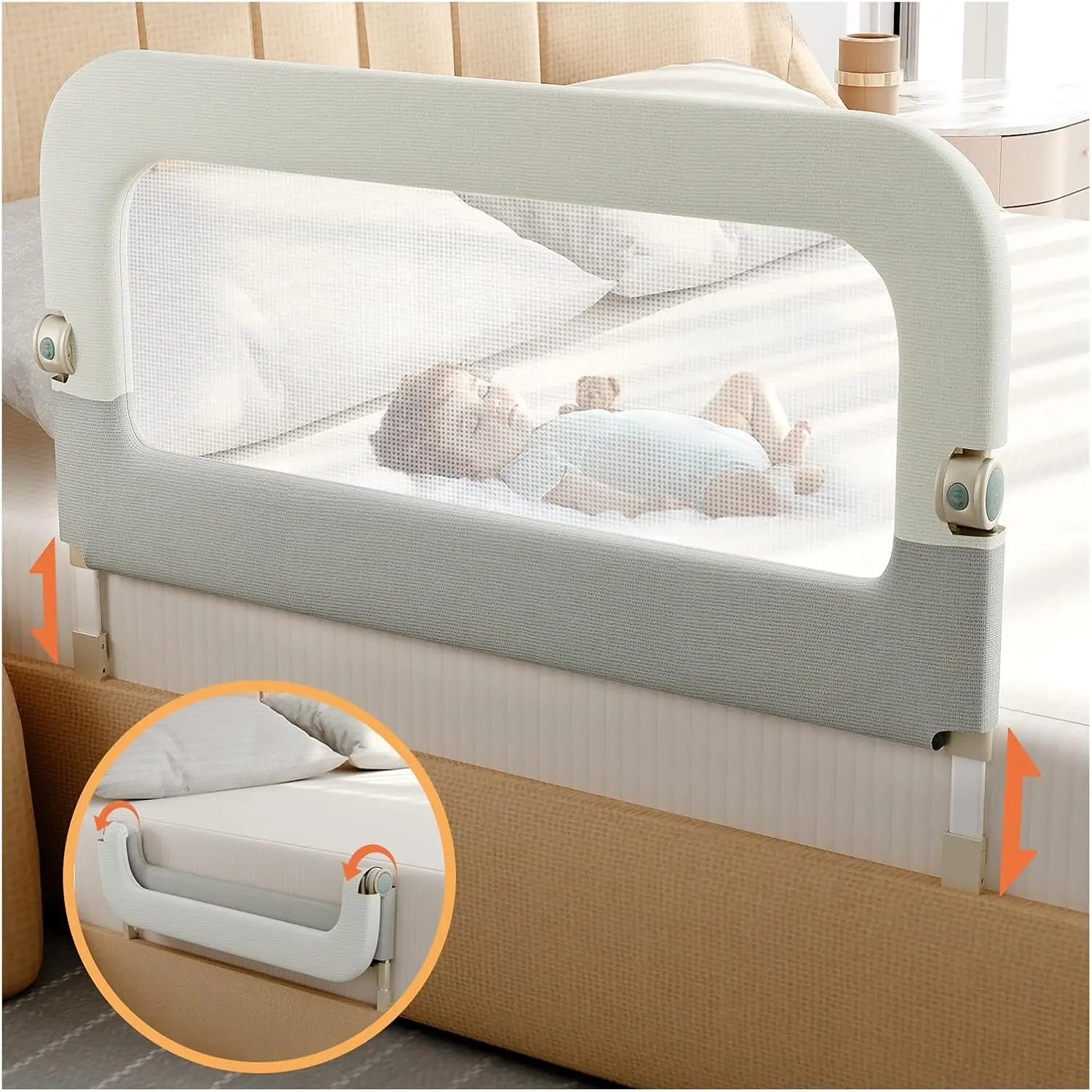 47-Inch Foldable Adjustable Toddler Bed Safety Rail for Twin to King Size Mattresses
47-Inch Foldable Adjustable Toddler Bed Safety Rail for Twin to King Size Mattresses
