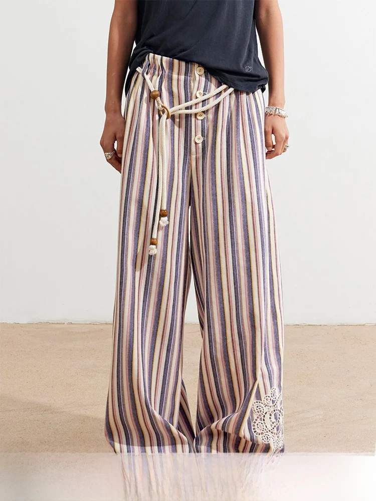 Брюки Dpercent с лазерной вышивкой, волнистыми складками и полосками, широкие, с пуговицами на талии, из смесового хлопка и полиэстера
Брюки Dpercent с лазерной вышивкой, волнистыми складками и полосками, широкие, с пуговицами на талии, из смесового хлопка и полиэстера