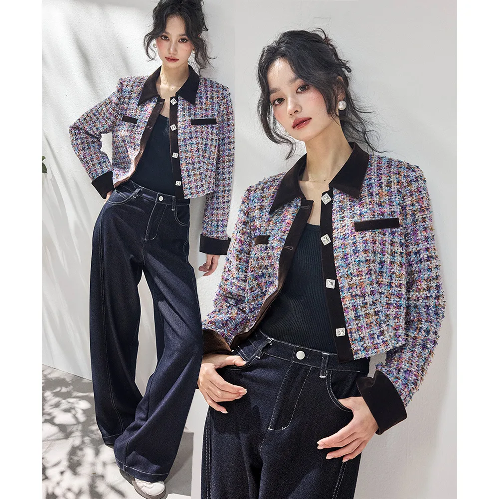 Spring Season Color Collision Small Fragrance Style Jacket Loose Wide Leg Pants Set High Waist Denim Blue Casual Sportswear
Spring Season Color Collision Small Fragrance Style Jacket Loose Wide Leg Pants Set High Waist Denim Blue Casual Sportswear