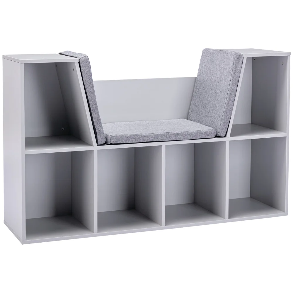 6-Cubby Kids Bookcase with Reading Nook and Cushion, Multi-Purpose Storage Organizer for Bedroom, Living Room, Grey
6-Cubby Kids Bookcase with Reading Nook and Cushion, Multi-Purpose Storage Organizer for Bedroom, Living Room, Grey