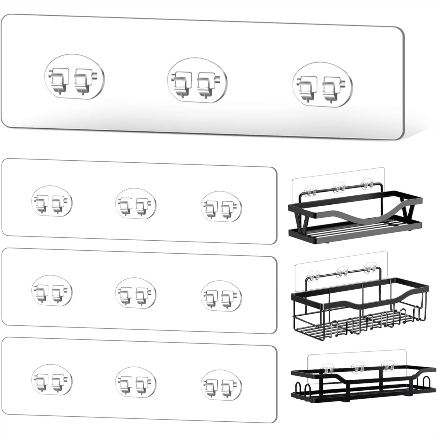 4 Pack Shower Shelf Adhesive Replacement, No Drilling Transparent Hooks, Strong Wall Hook Strip for Shower Caddy and Bathroom
4 Pack Shower Shelf Adhesive Replacement, No Drilling Transparent Hooks, Strong Wall Hook Strip for Shower Caddy and Bathroom